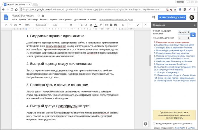 Google Docs add-ons: Índice