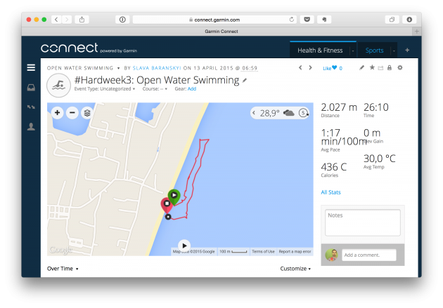 Nadar com Garmin Fénix 3 em águas abertas