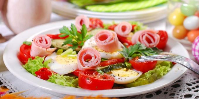Salada com presunto e ovos
