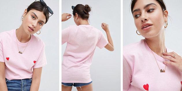 moda t-shirt das mulheres de lojas europeus: Missguided T-shirt com decote redondo