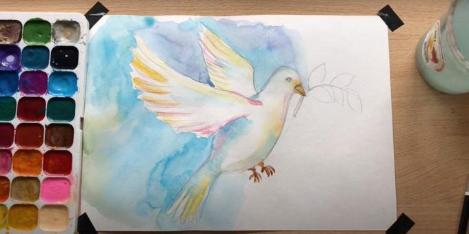 Desenhos de 9 de maio: pintar sobre a pomba