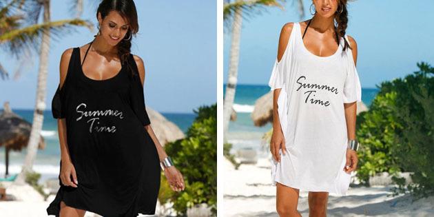 vestido de praia: vestido-shirt