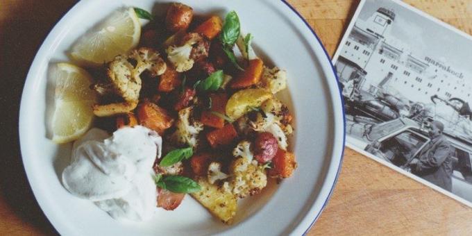 Legumes no forno com hortelã, gengibre e cominho