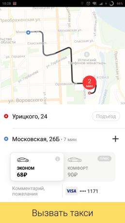 Yandex. Mapas: táxi
