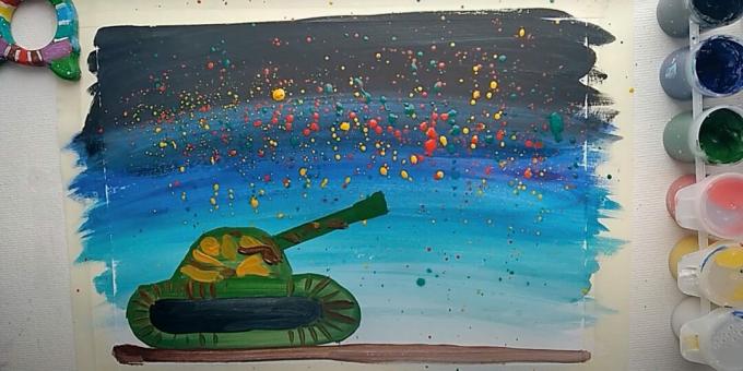 Como desenhar um tanque: pintar o solo e adicionar pinceladas coloridas