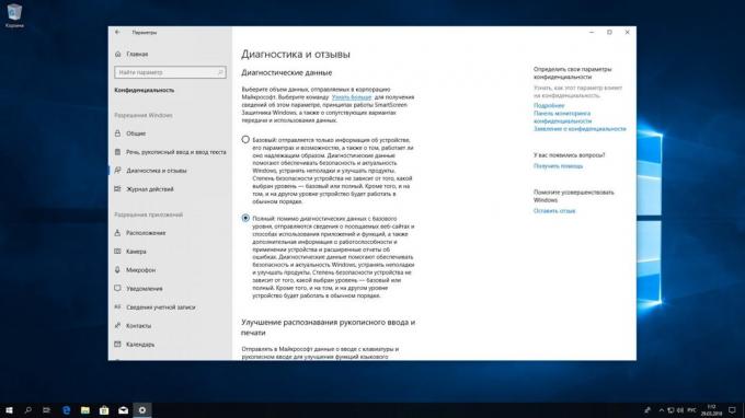 Windows 10 Redstone 4: dados de diagnóstico