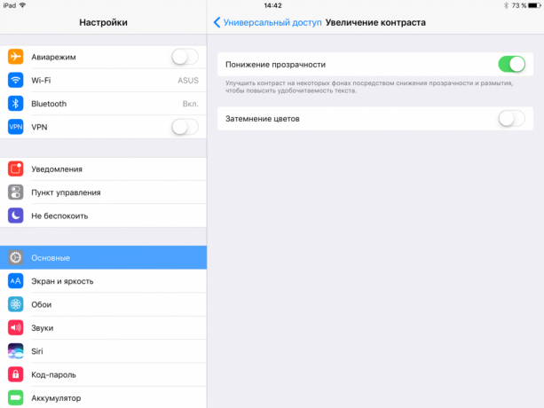 Como acelerar o iOS 10: Abaixe a transparência de interface